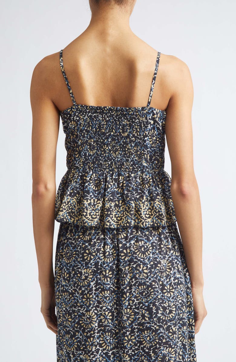 Ulla Johnson Anya Smocked Peplum Camisole, Alternate, color, Midnight Bloom
