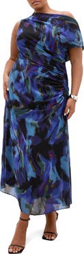 City Chic Abstract Floral Print Dress
