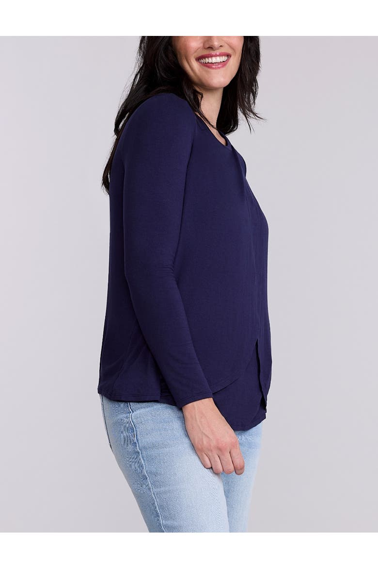 Crewneck Long Sleeve Draped Nursing Tee, Alternate, color, Peacoat