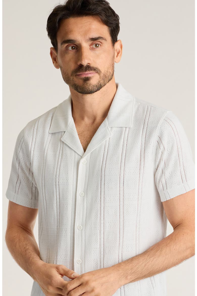 Stretch Pointelle Cabana Shirt, Alternate, color, CLOUD DANCER