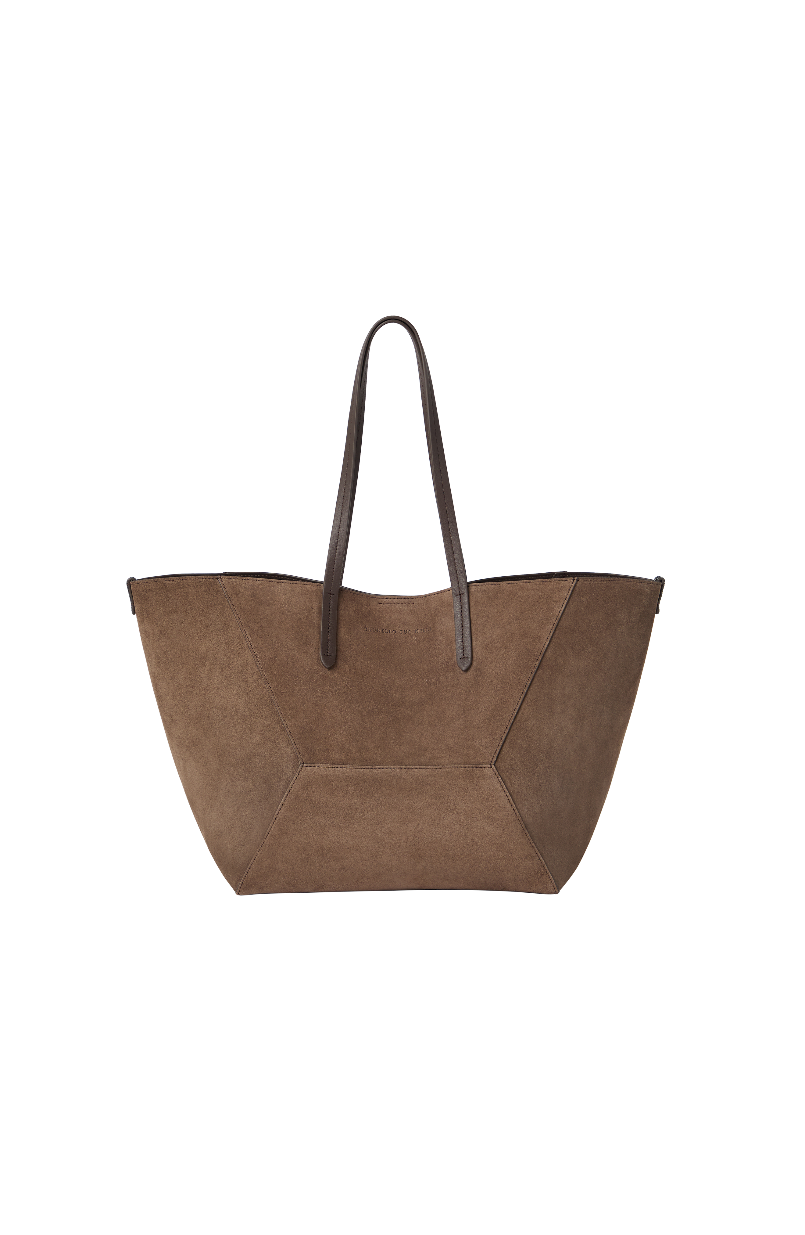 BC Duo large bag in suede with monili, Alternate, color, Bark