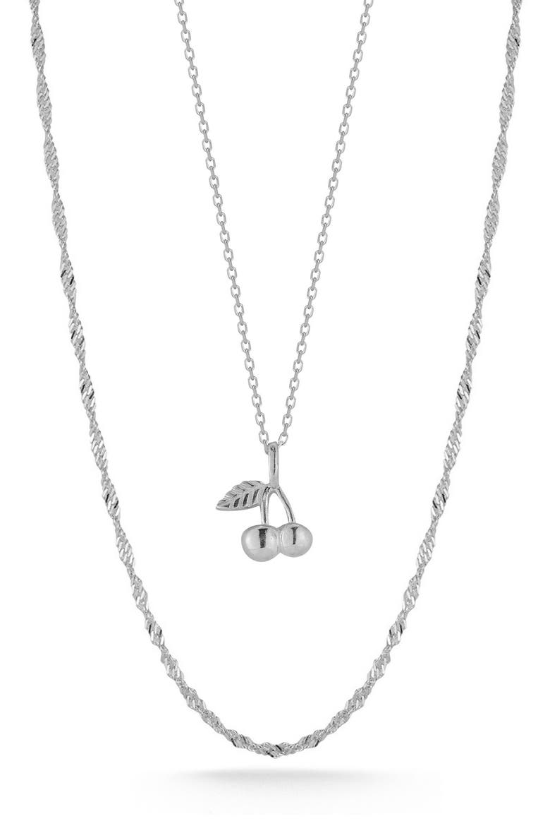 Layered Cherry Pendant Necklace, Main, color, SILVER