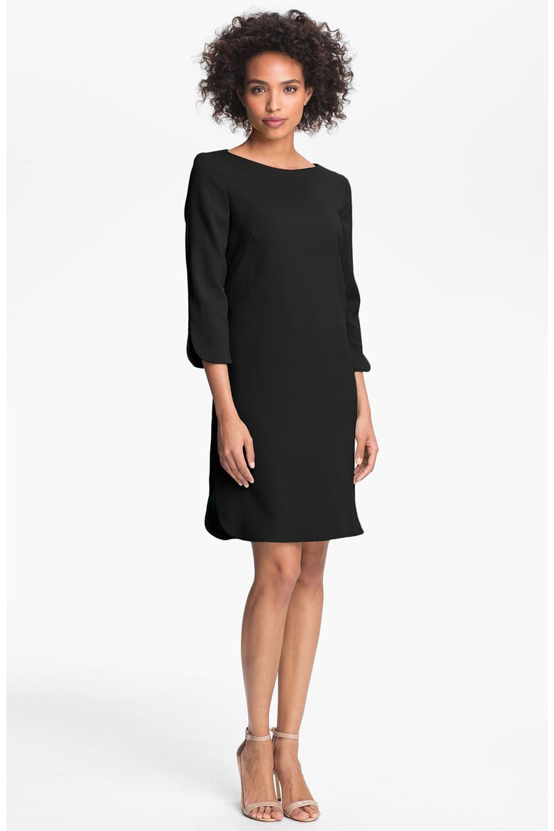 Split Cuff Boatneck Shift Dress, Main, color, BLACK