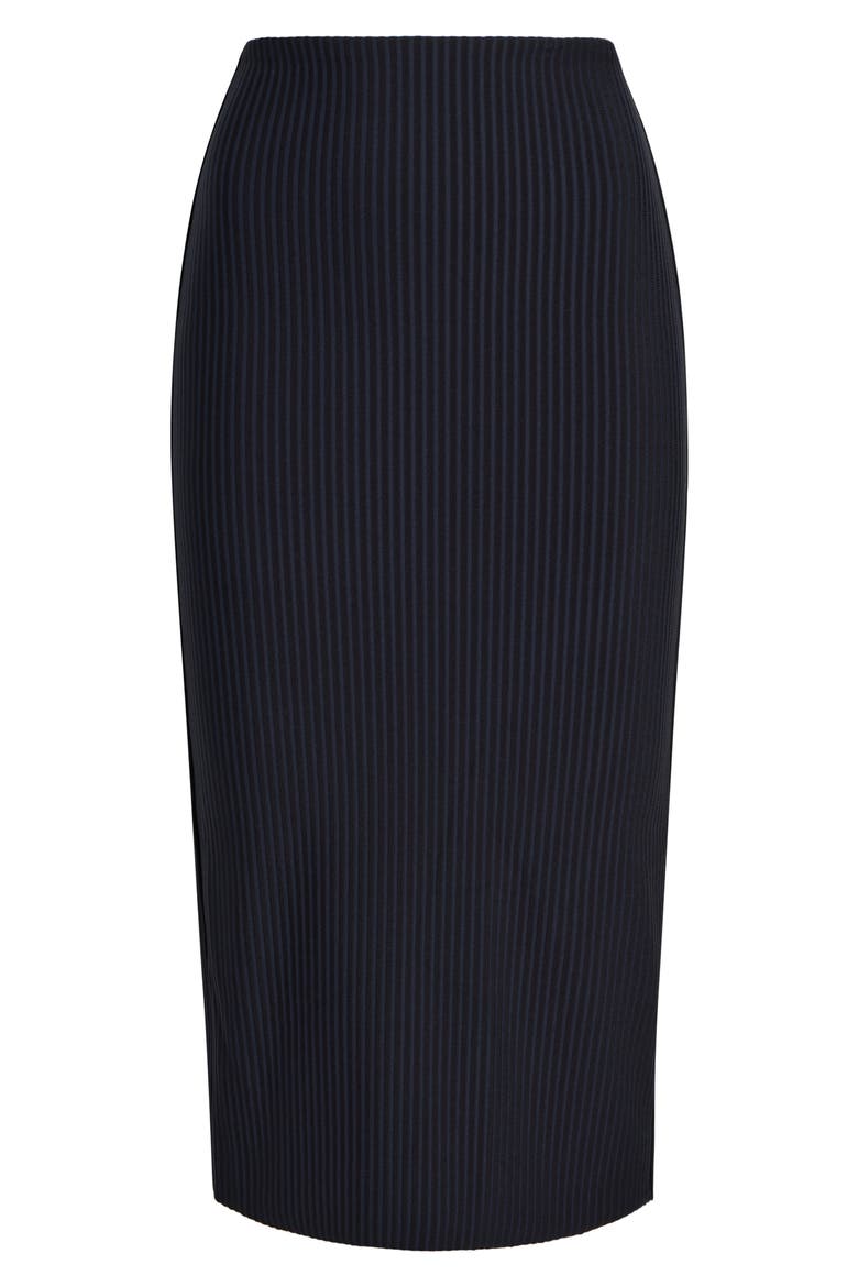 CEO Stripe Neoprene Skirt, Alternate, color, NAVY STRIPE