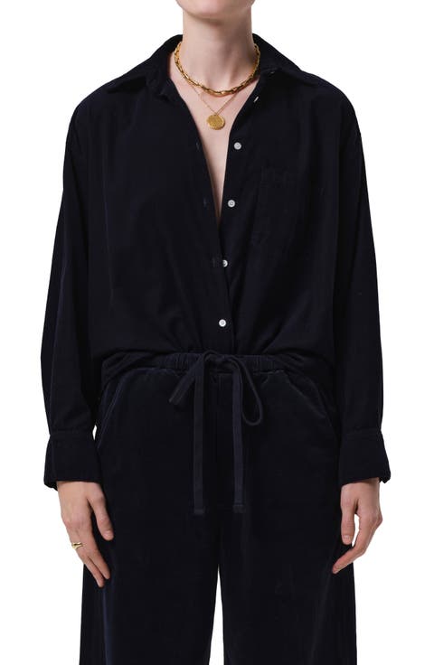 Kayla Oversize Corduroy Button-Up Shirt
