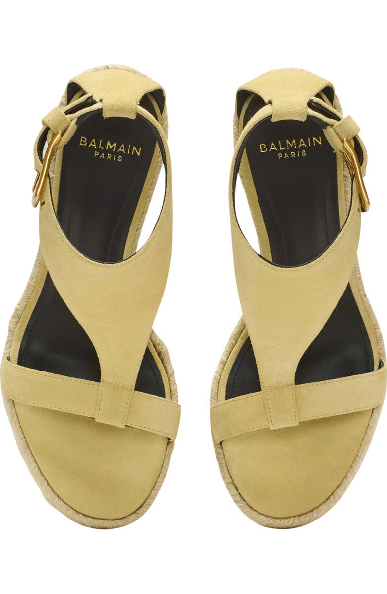 Balmain Anthem wedge espadrilles in suede, Alternate, color, Beige