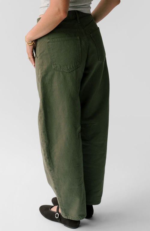 Nelle Atelier The Ali Petite Mid-rise Barrel Jean In Green