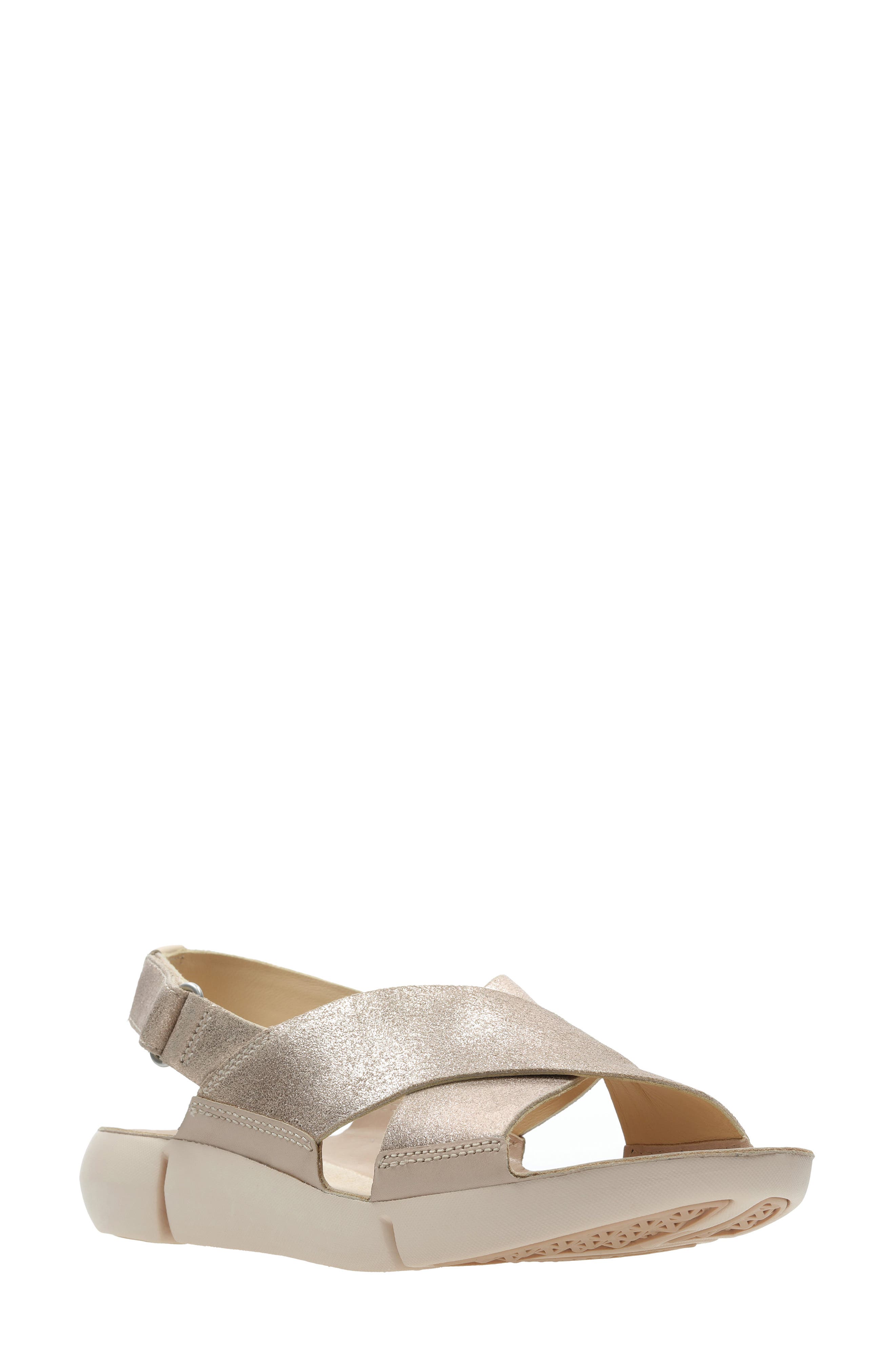 Tri Chloe Sandal, Main, color, BLUSH PINK METALLIC NUBUCK
