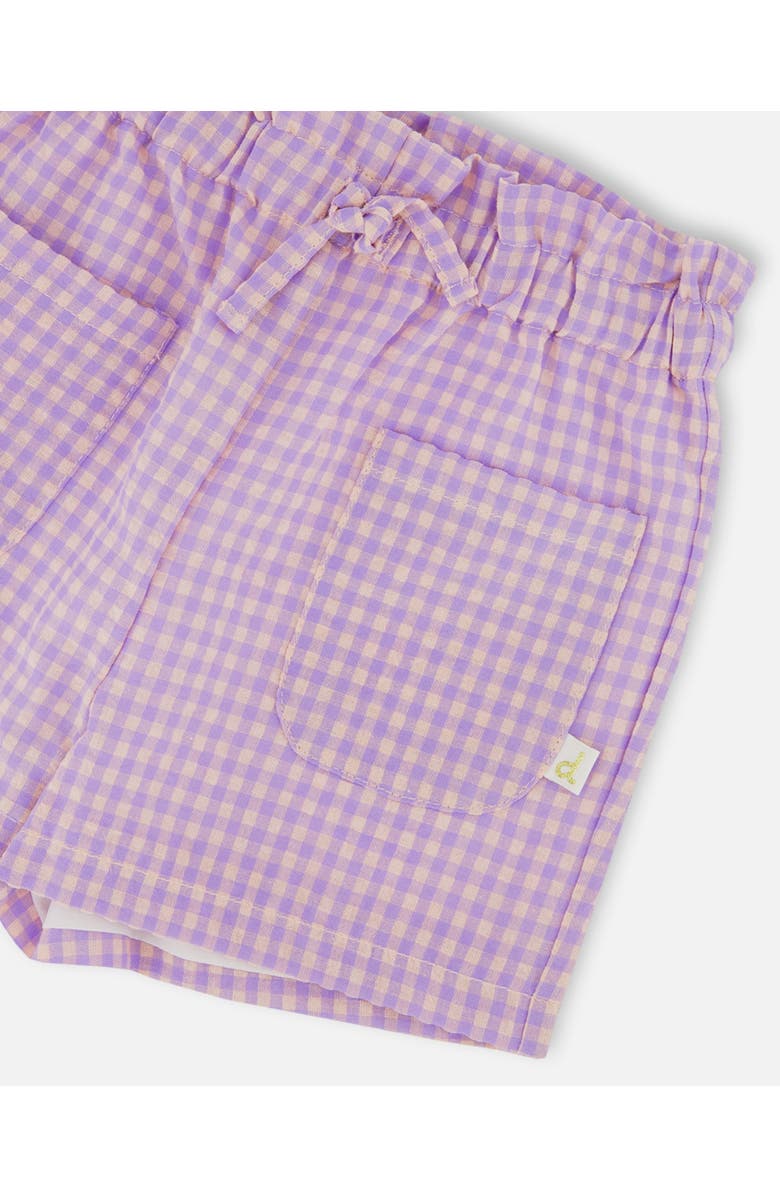 Deux par Deux Girl's Printed Gingham Short Lilac And Pink, Alternate, color, Lilac And Pink