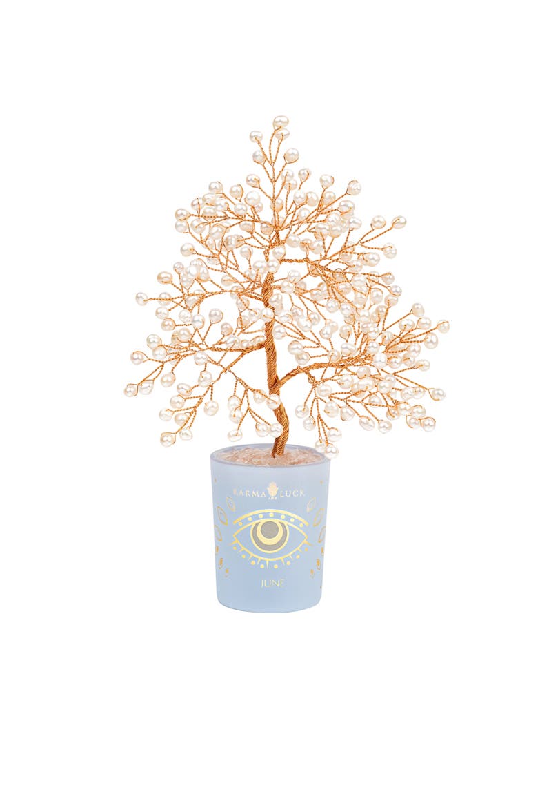 Pearl Feng Shui Crystal Tree of Life June Birthstone Ethereal Energy, Main, color, White