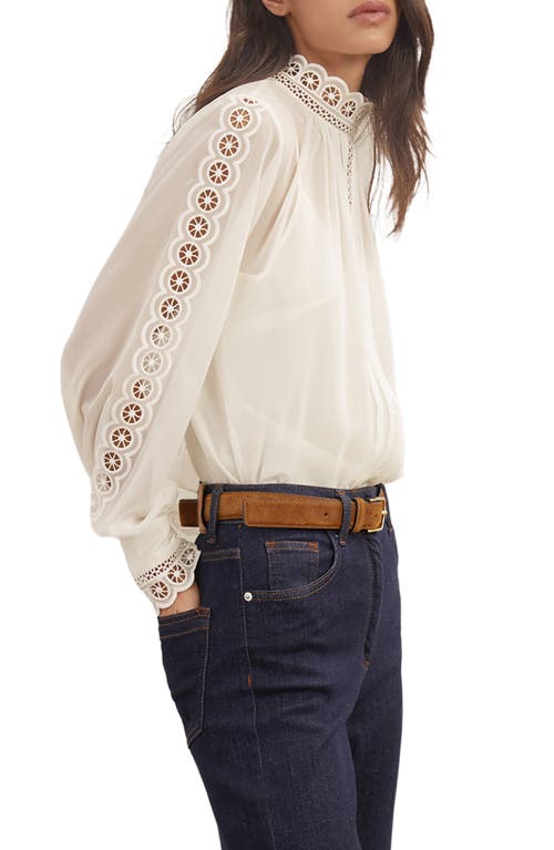 Reiss Ori Guipure Lace Trim Top In Neutral