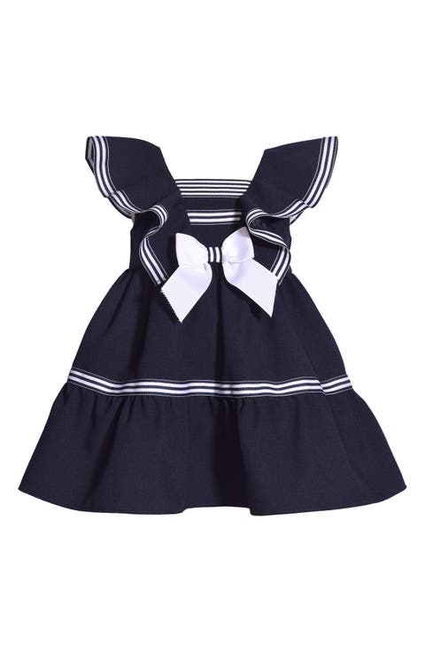 Nautical Flutter Sleeve Dress (Baby)