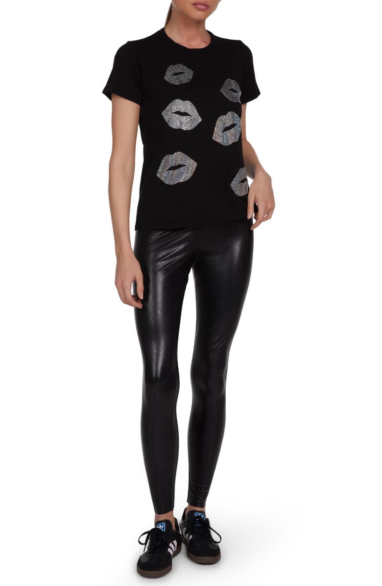Lauren Moshi Croft Crystal Multi Lips Top, Alternate, color, Black
