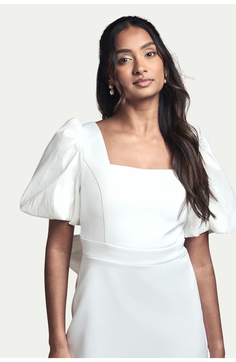 Coast Taffeta Bow Back Mini Dress, Alternate, color, Ivory