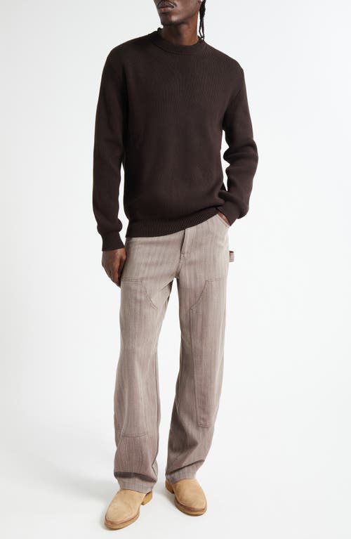 Golden Goose Journey Regular Fit Cotton Blend Rib Sweater In Brown