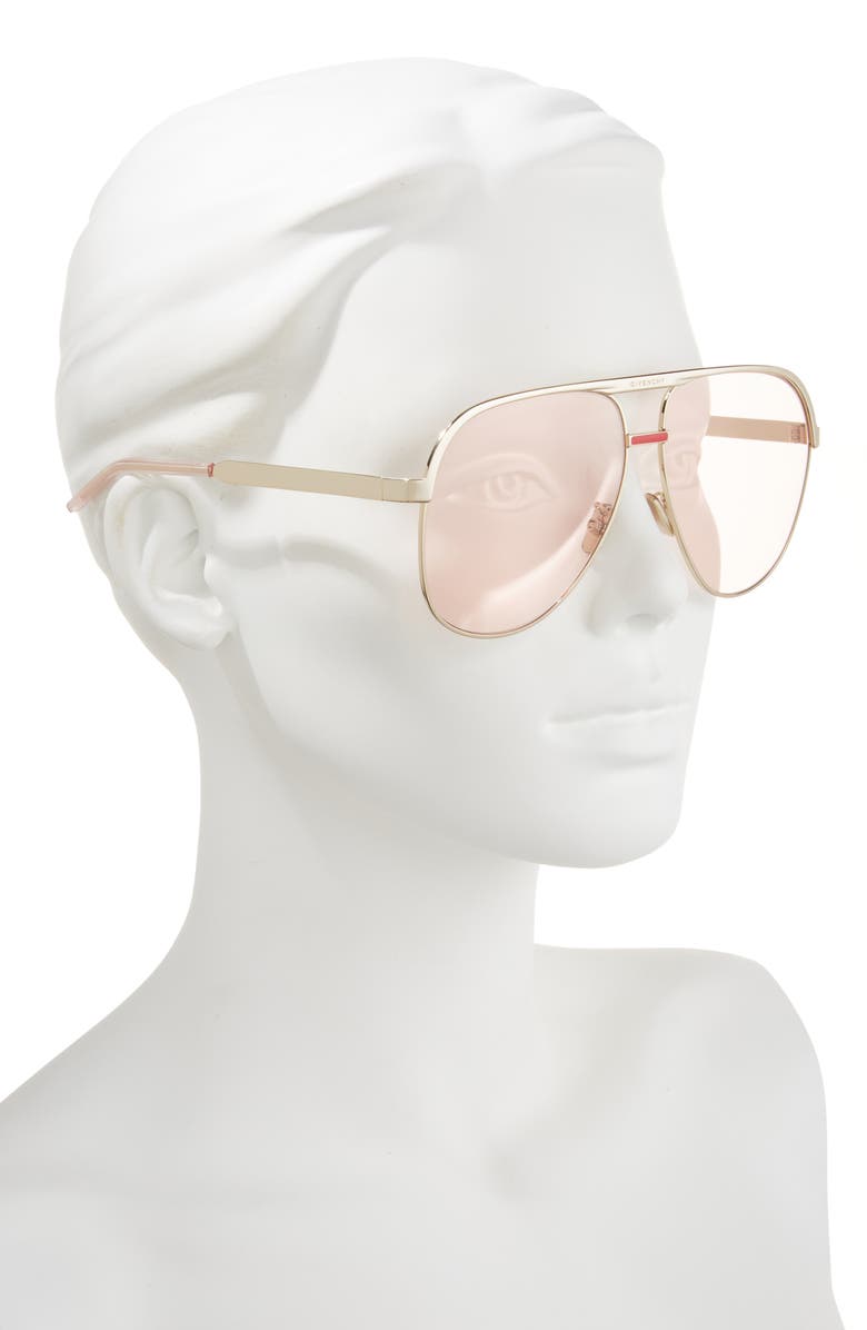 Givenchy G Ride 62mm Oversize Pilot Sunglasses, Alternate, color, Shiny Endura Gold / Violet