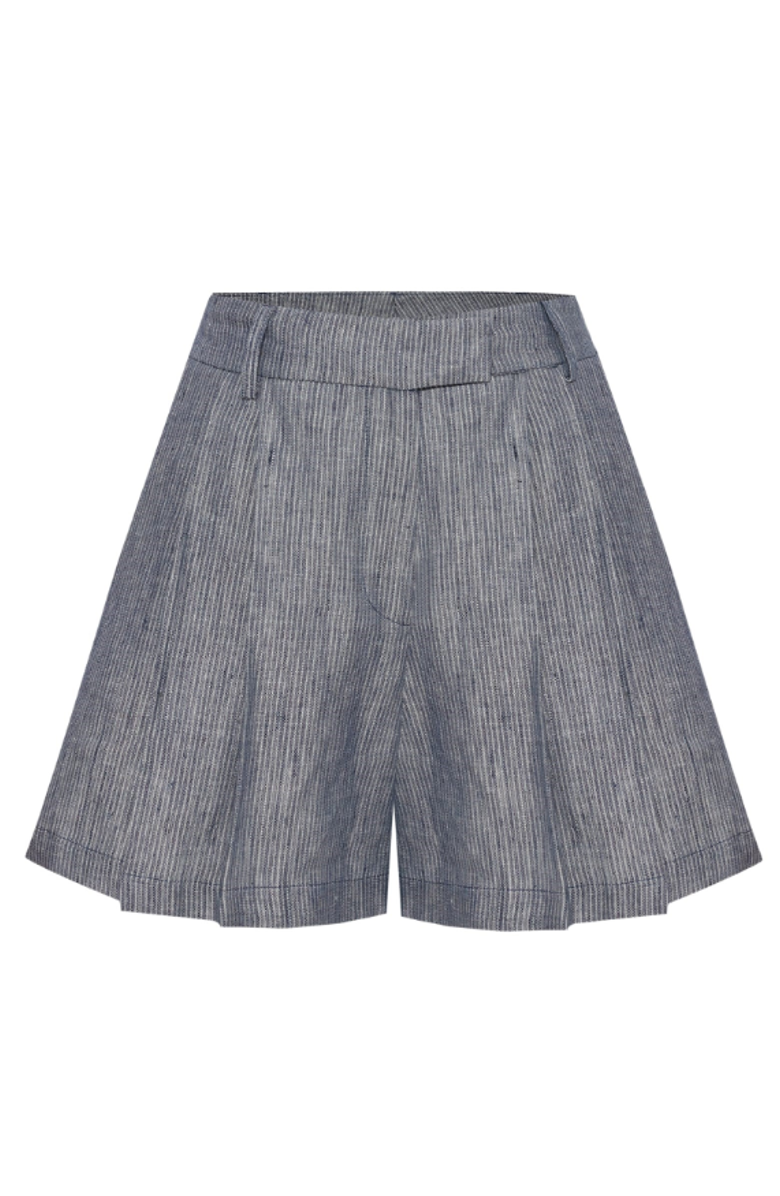 Labeca London Storm Linen-Blend Striped Shorts, Alternate, color, Blue