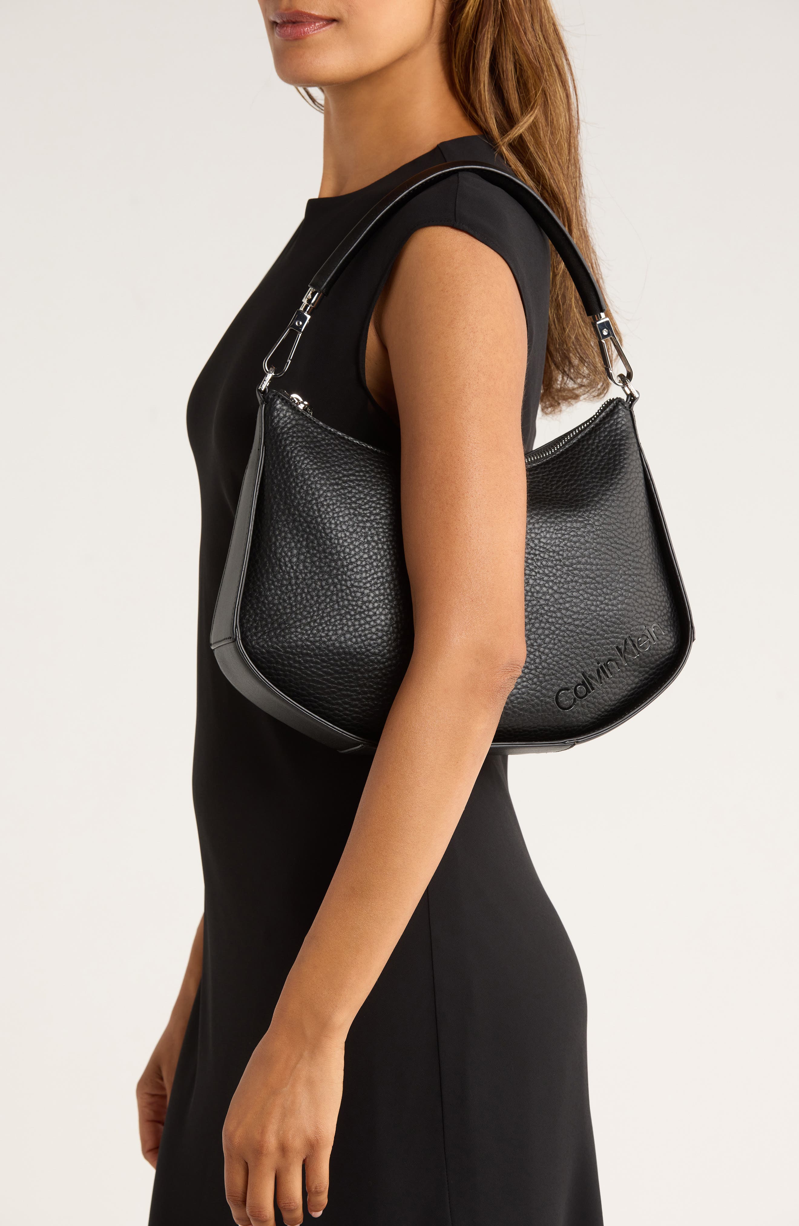 Calvin Klein Winny Shoulder Bag, Alternate, color, Black Silver