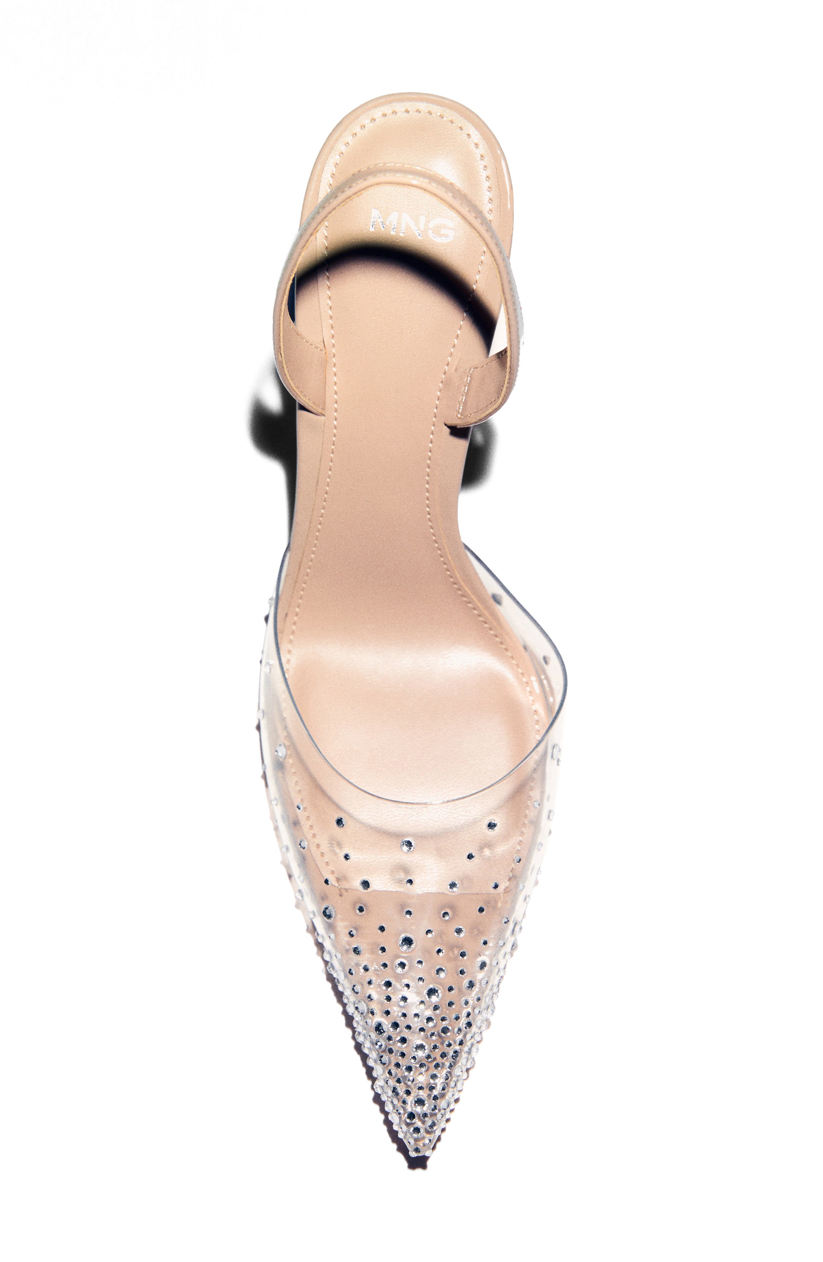 MANGO Transparent Rhinestone Pointed Toe Pump, Alternate, color, 