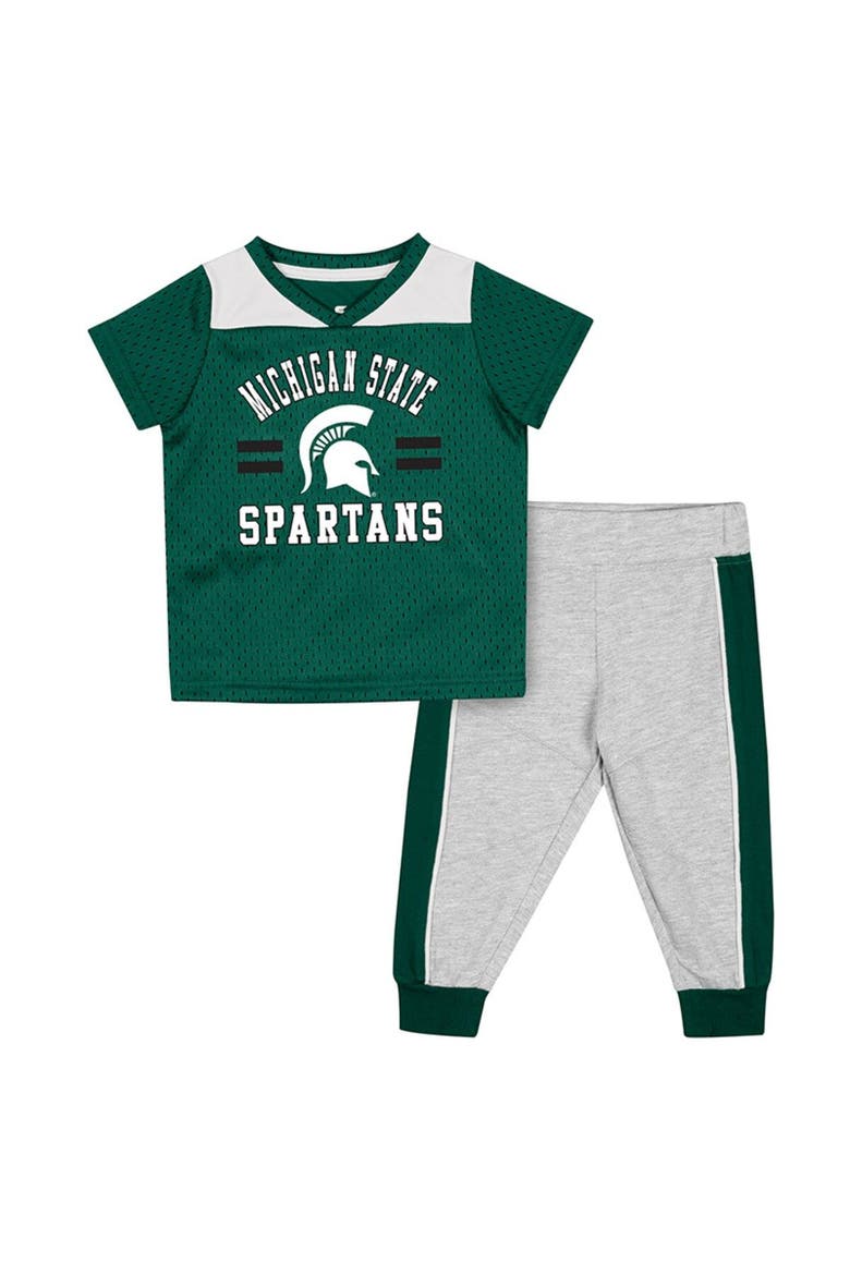 Infant Colosseum Green/Heather Gray Michigan State Spartans Ka-Boot-It Jersey & Pants Set, Main, color, Green