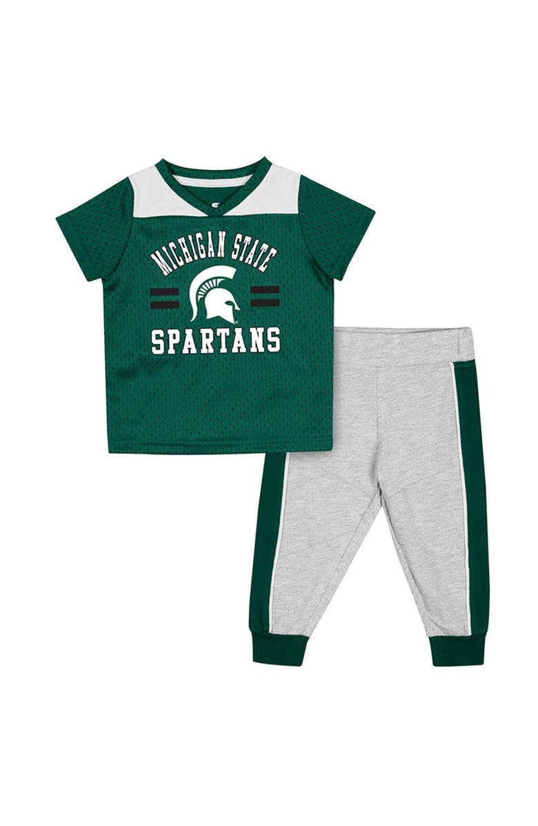 COLOSSEUM Infant Colosseum Green/Heather Gray Michigan State Spartans Ka-Boot-It Jersey & Pants Set, Main, color, Green