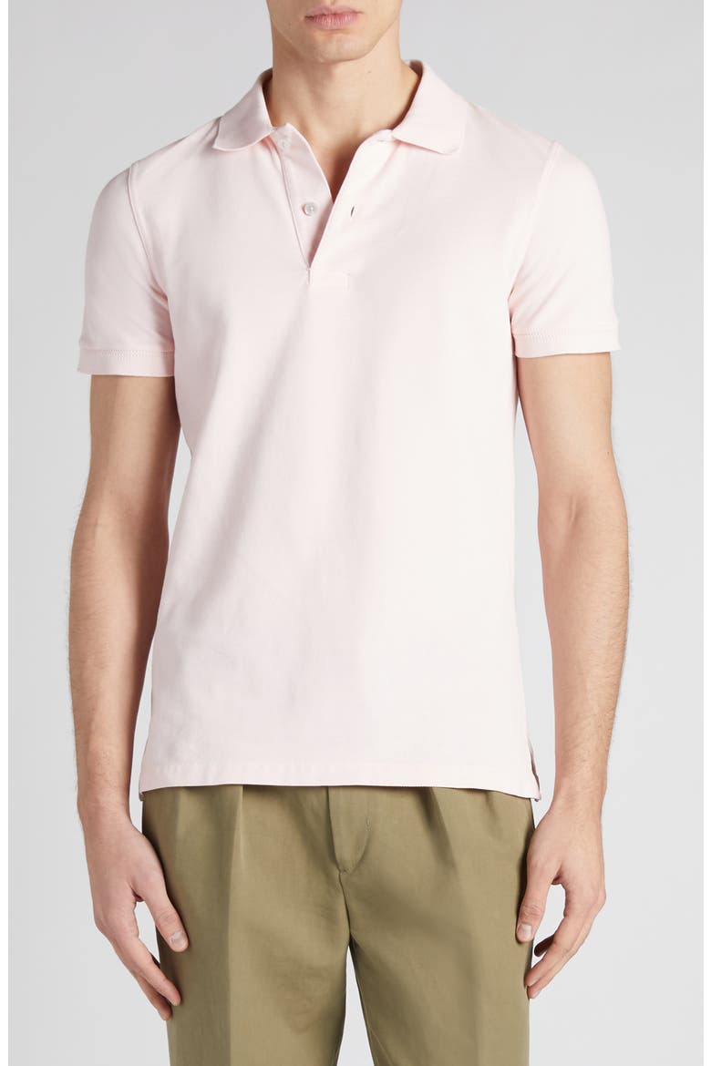 Short Sleeve Cotton Piqué Polo, Main, color, DP013 POWDER PINK