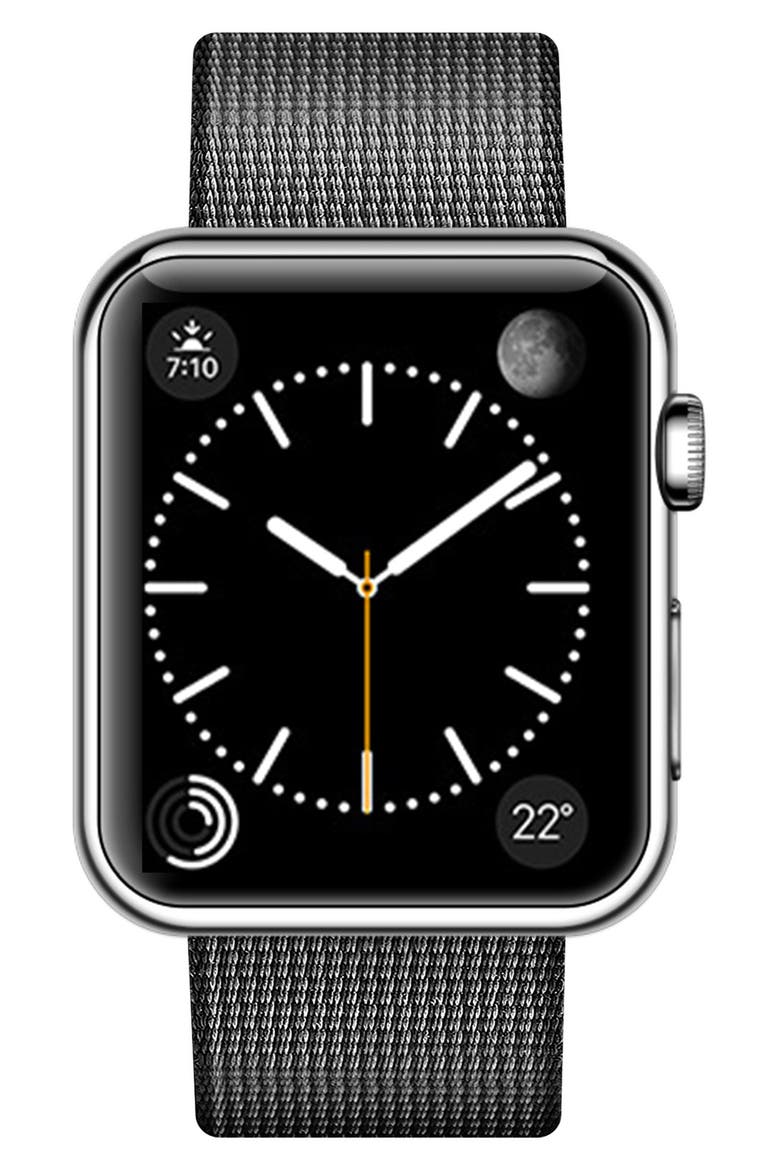 Nylon Apple Watch Strap, 38mm, Alternate, color, BLACK