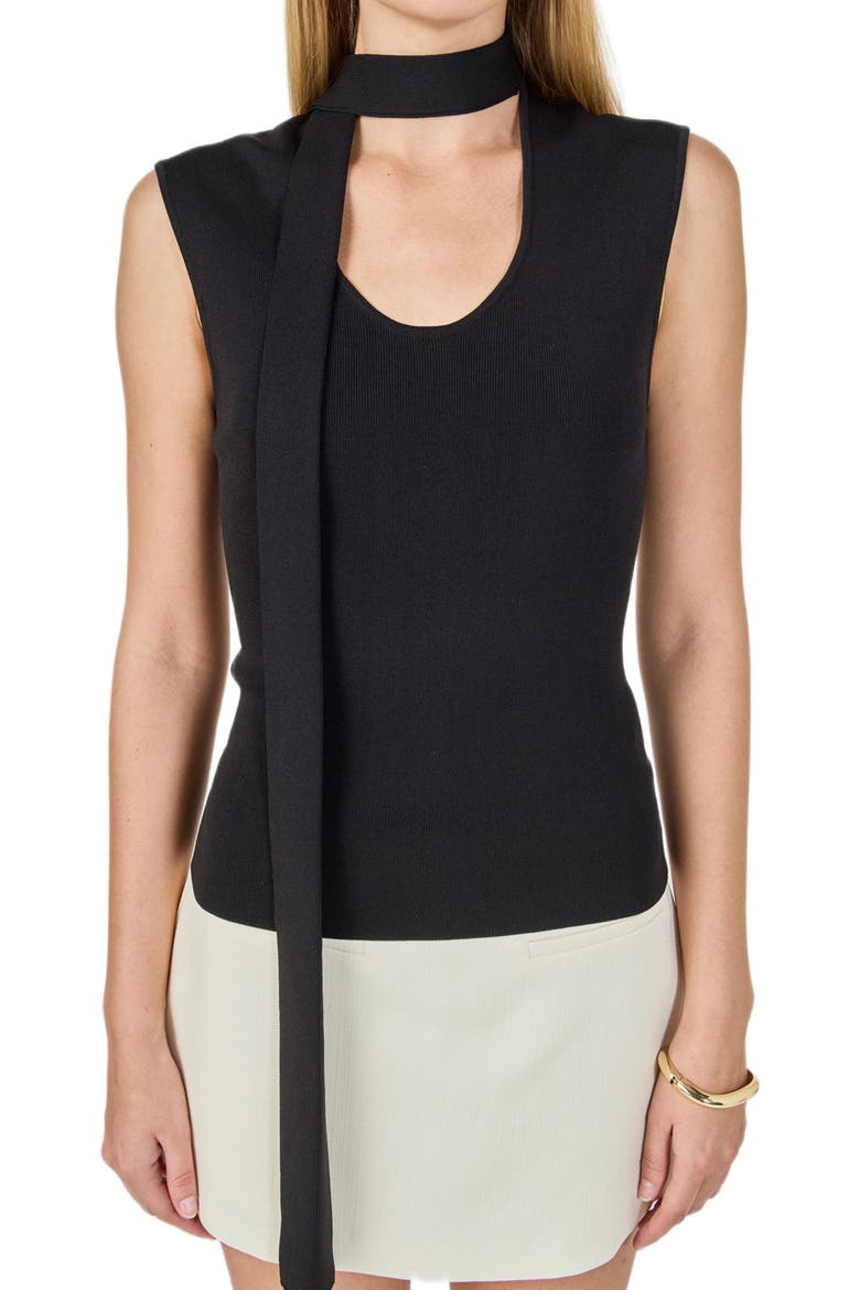 Knit Tank & Scarf, Alternate, color, BLACK