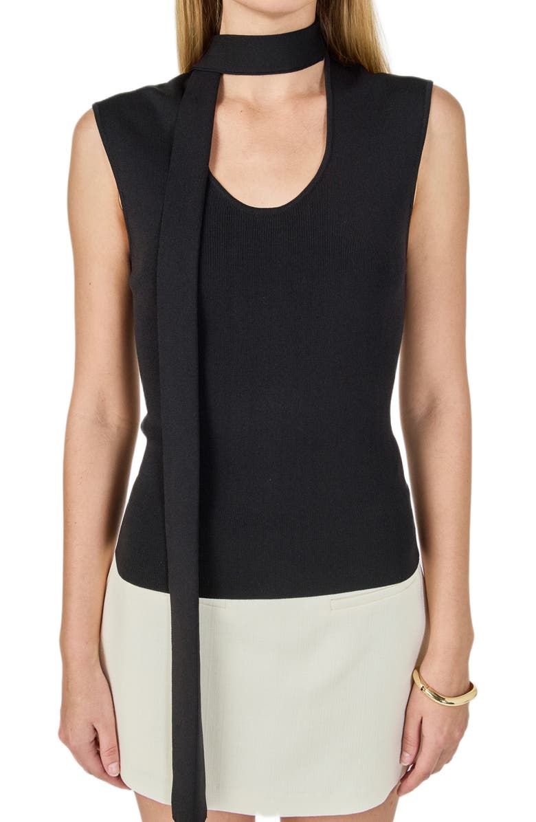 Endless Rose Knit Tank & Scarf, Alternate, color, Black