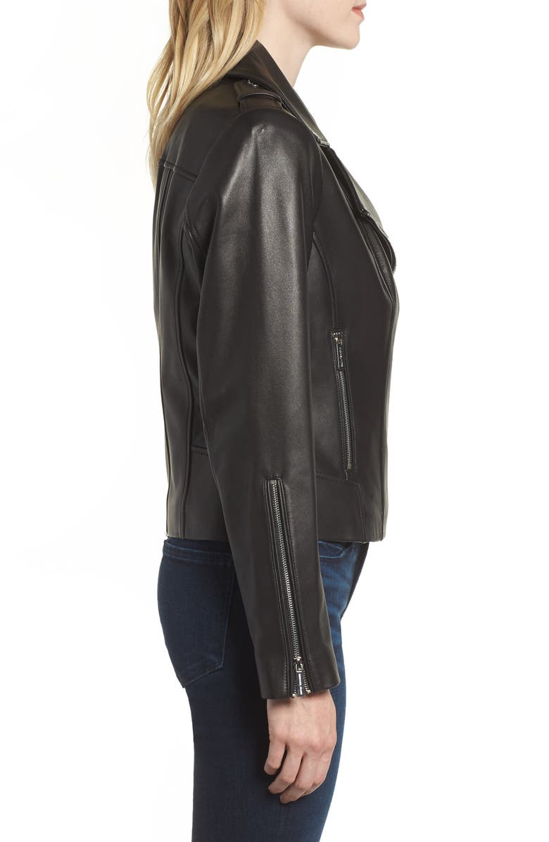MICHAEL Michael Kors Classic Leather Moto Jacket, Alternate, color, 