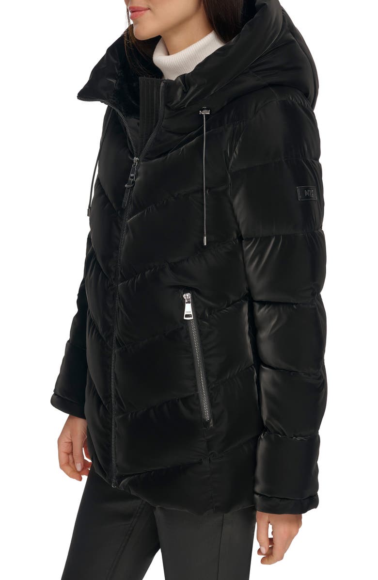 DKNY Water Resistant Faux Fur Lined Hood Puffer Jacket, Alternate, color, 