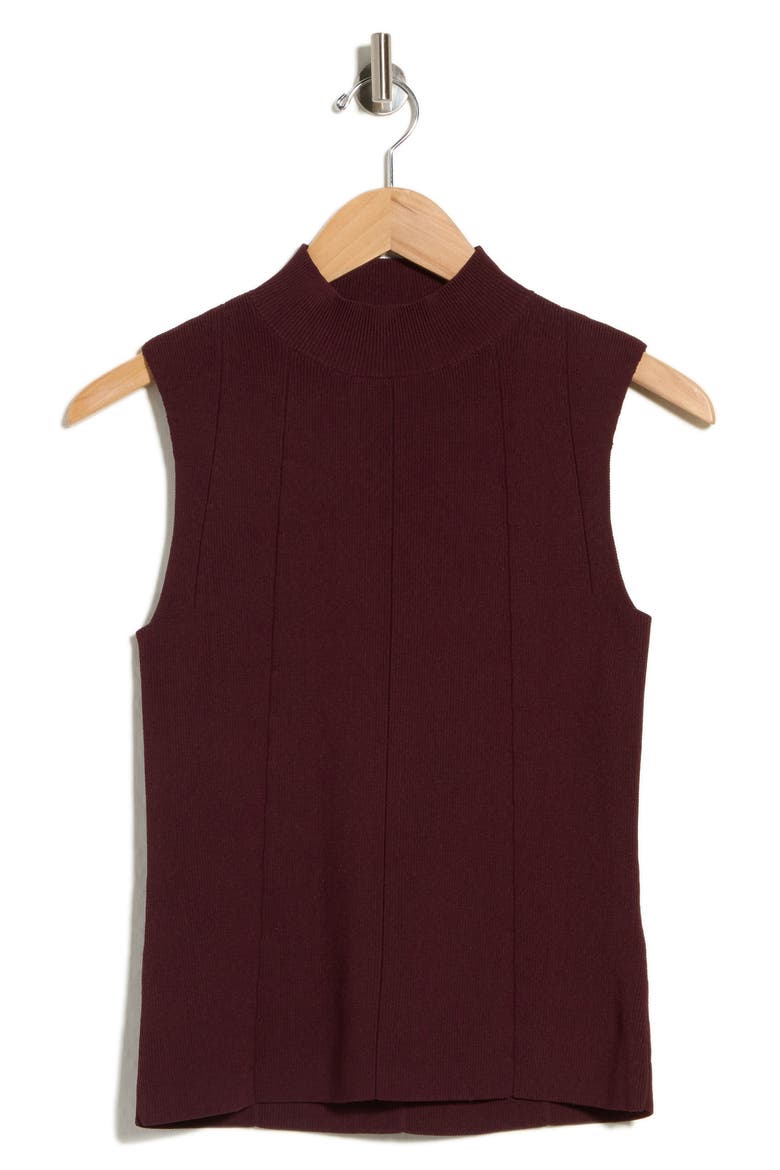 Milan Mock Neck Sleeveless Knit Top, Alternate, color, BURGUNDY