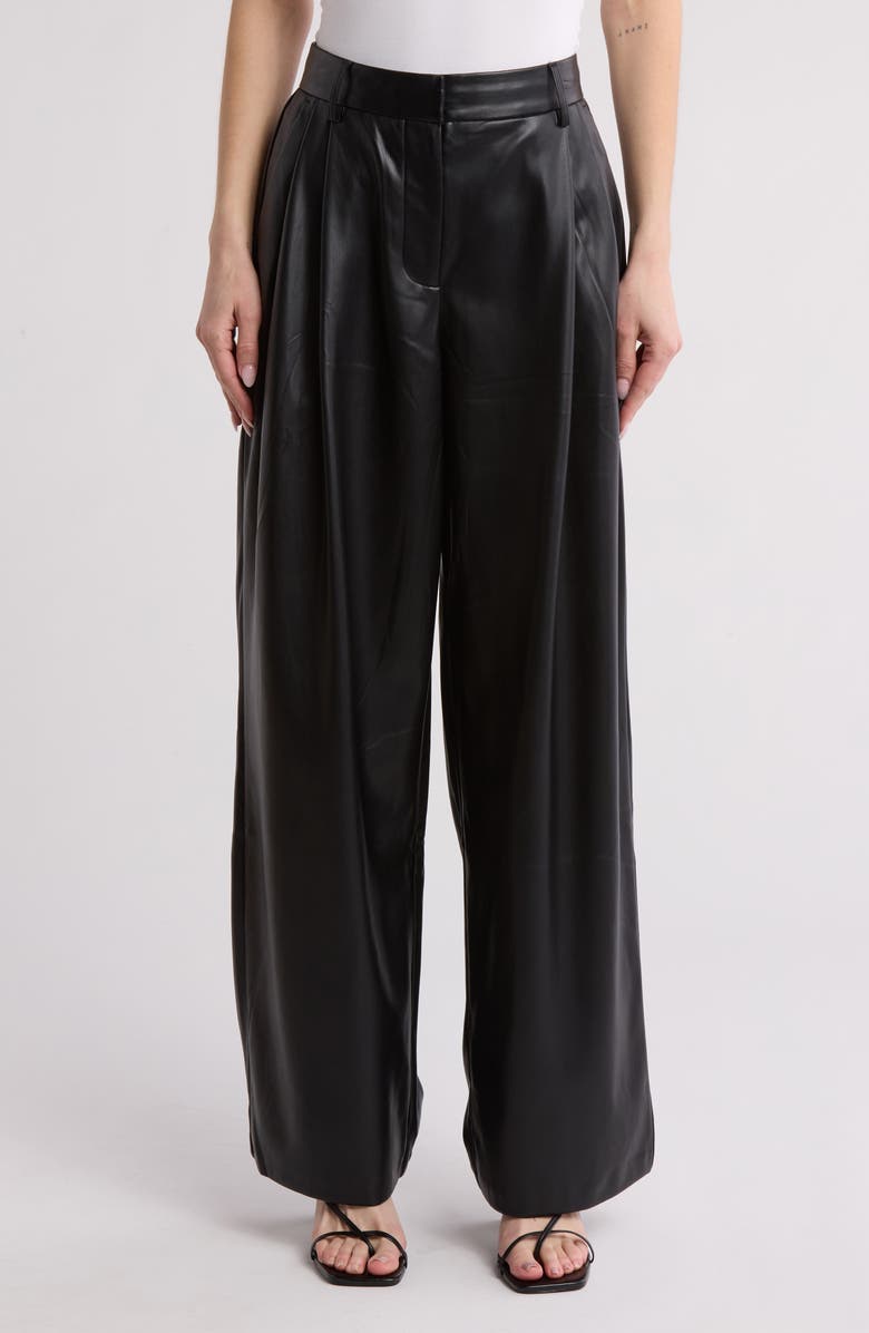 Good American Uniform '90s Faux Leather Pants, Main, color, Black001