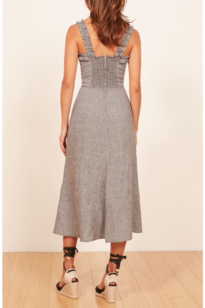 Lavender Front Slit Linen Midi Dress, Alternate, color, BOSTON CHECK