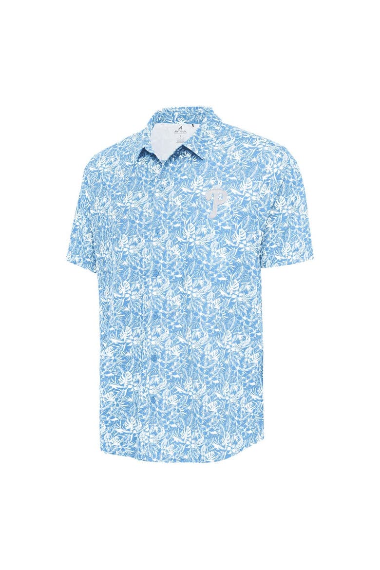 Men's Antigua Powder Blue Philadelphia Phillies Resort Button-Up Shirt, Alternate, color, Powder Blue