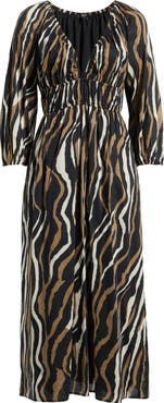 Rails Paio Print Three-Quarter Sleeve Cotton Midi Dress