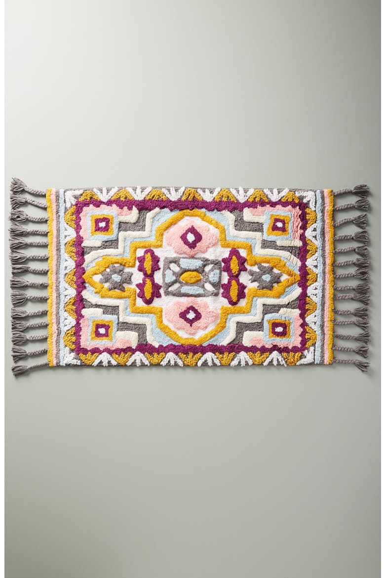 Anthropologie Raj Bath Rug, Main, color, MAGENTA