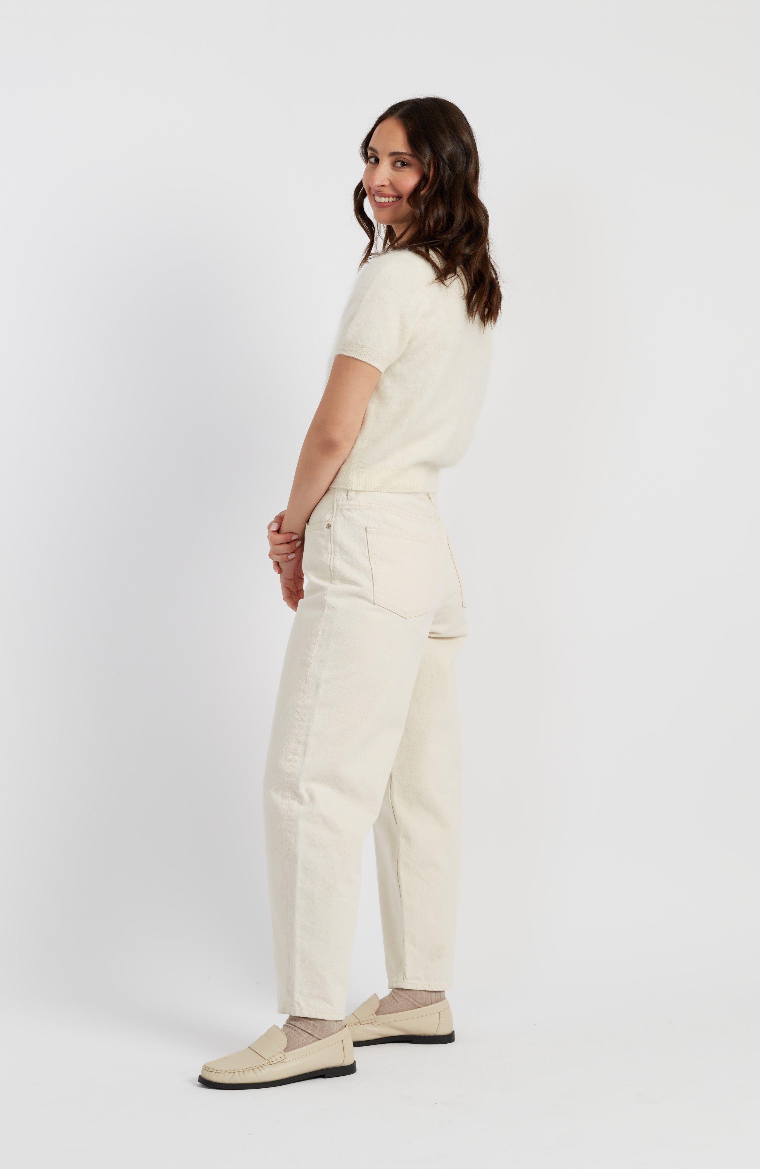 Brushed Cashmere Button-Front Knit Tee - image 2