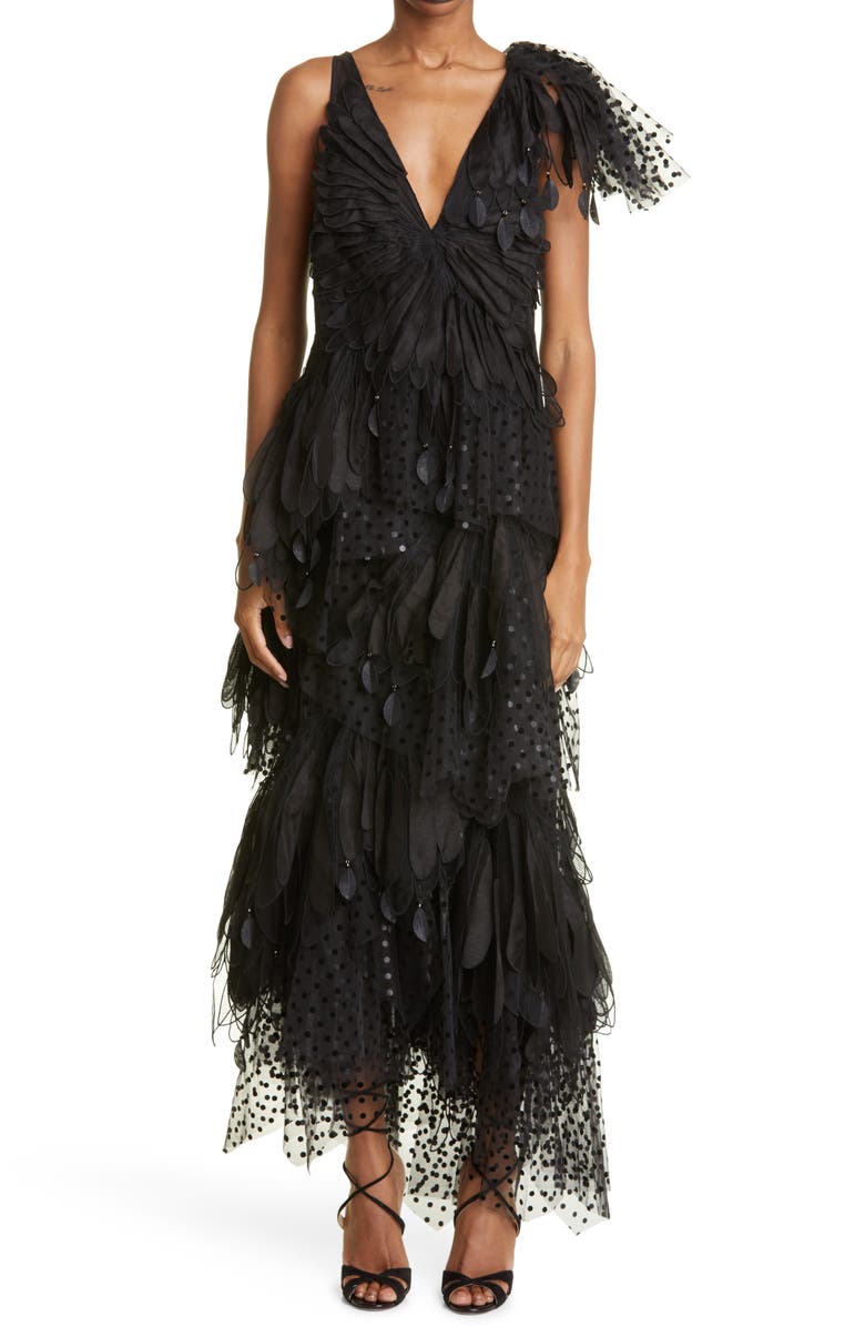 Zimmermann Rhythmic V-Neck Fluted Gown, Main, color, 