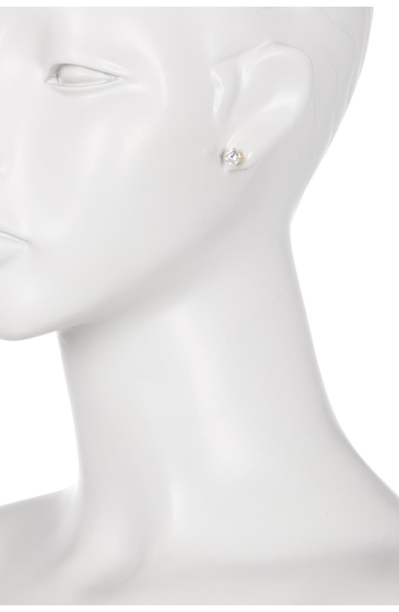 NORDSTROM RACK Sterling Silver Round Cut CZ Studs - 2.00 ctw, Alternate, color, Clear/Gold
