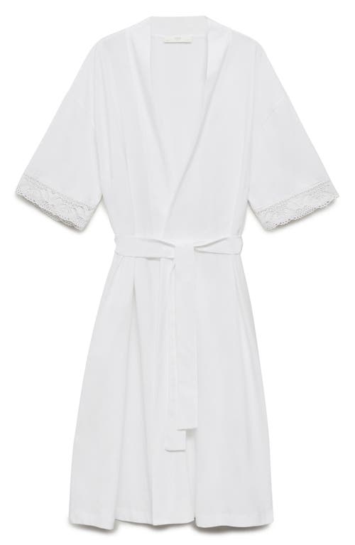 Mango Lace Trim Cotton Robe