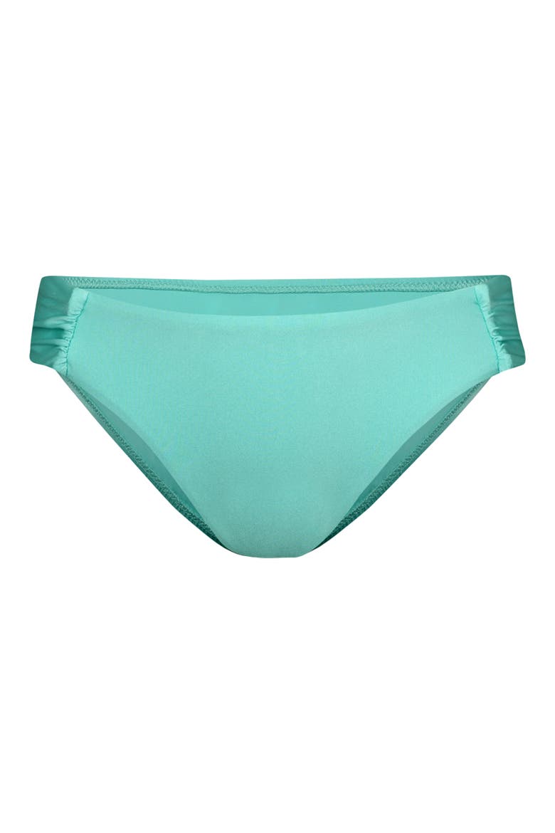 Solids Shirred Side Bikini Bottoms, Alternate, color, SEAGLASS