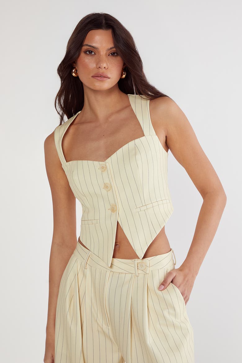 Pinstripe Tailored Top, Main, color, Butter