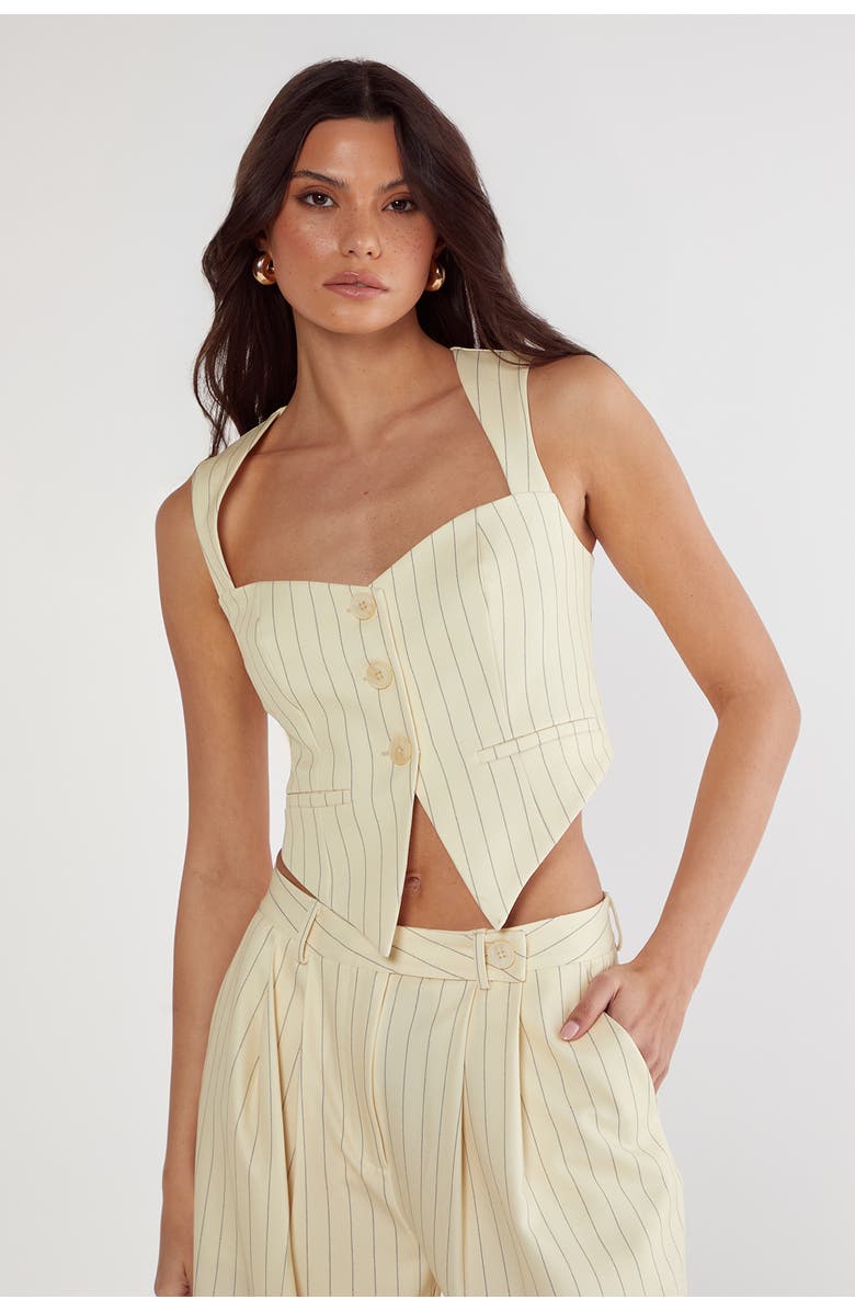 NASTY GAL Pinstripe Tailored Top, Main, color, Butter