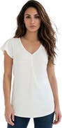 Roaman's Plus Size Cotton Ultimate Flutter Sleeve Sweetheart Tee