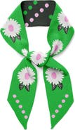 Centinelle White Flower Twilly Ribbon Scarf