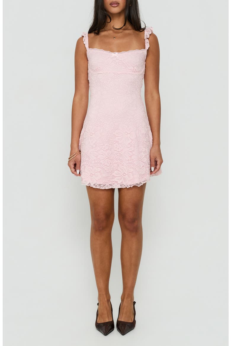 Beacall Lace Frill Minidress, Main, color, LIGHT PINK