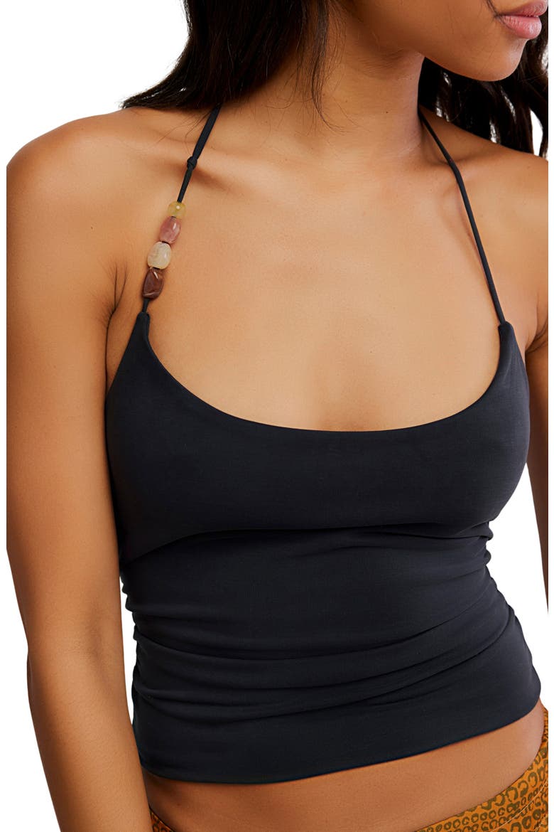 Toni Beaded Ruched Halter Top, Alternate, color, BLACK