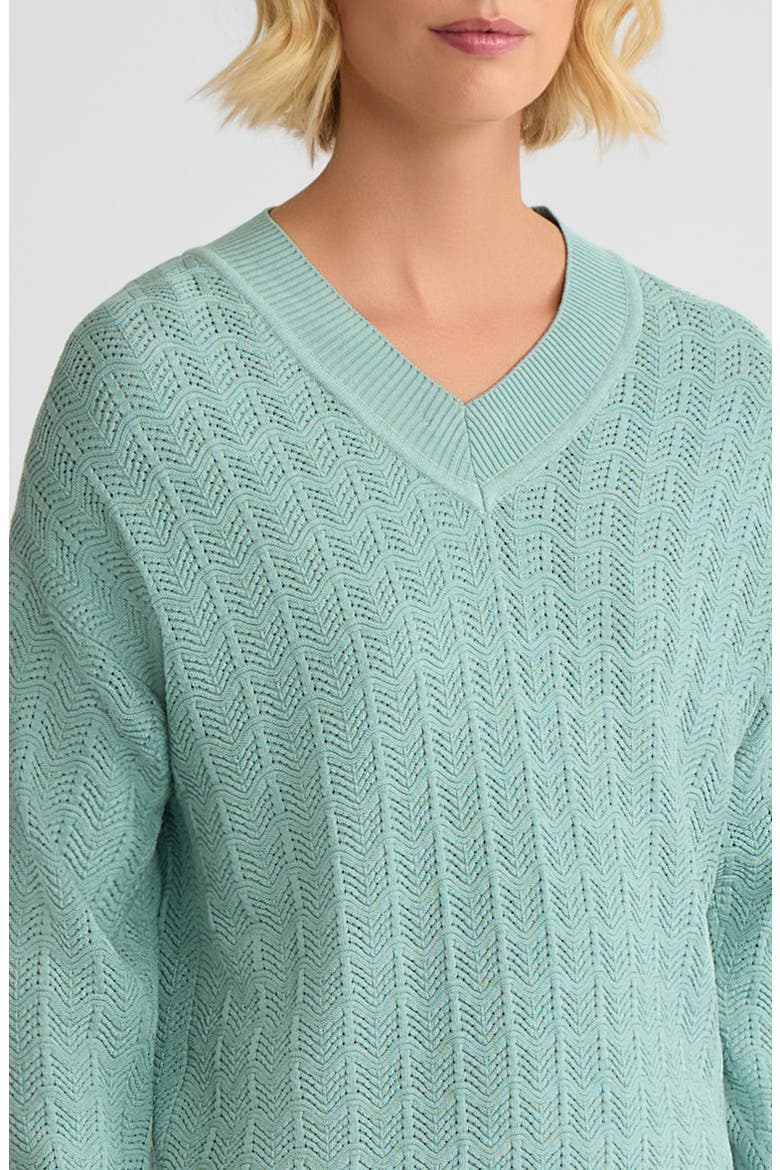 Relaxed Pointelle Soft Knit Sweater, Alternate, color, Mystic Green