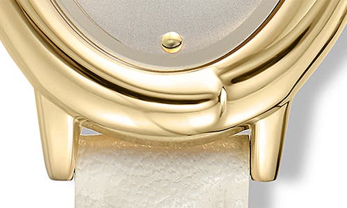 Ettika Sculpted Oval Leather Strap Watch In White